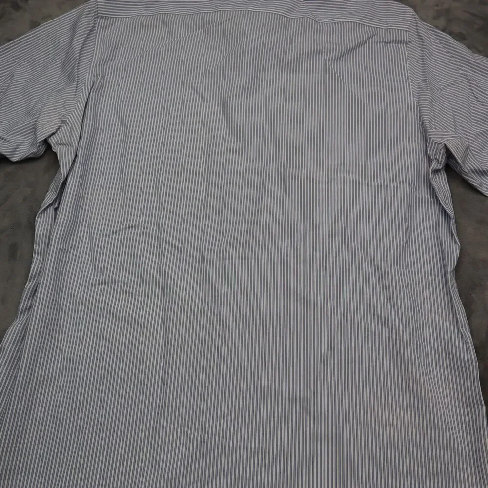 Banana Republic Shirt Mens XL 17 17.5 Blue Plaid Slim Fit Button Up Dress